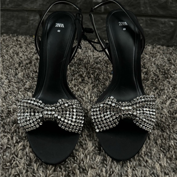 Zara rhinestone bow heels NWOT - Picture 8 of 8